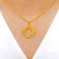 Graceful Leaf 22k Gold Pendant Set