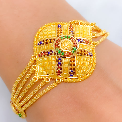 Vibrant Meenakari Statement 22k Gold Bracelet