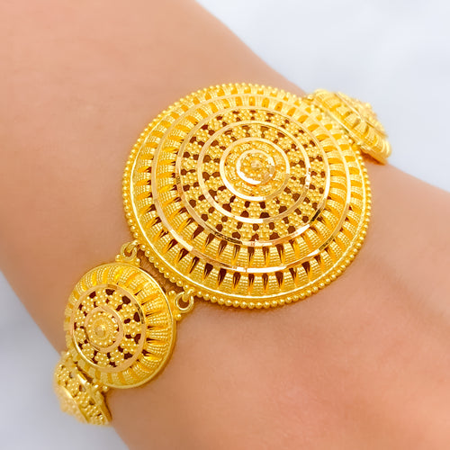 Graduated Dome Statement 22k Gold Bracelet