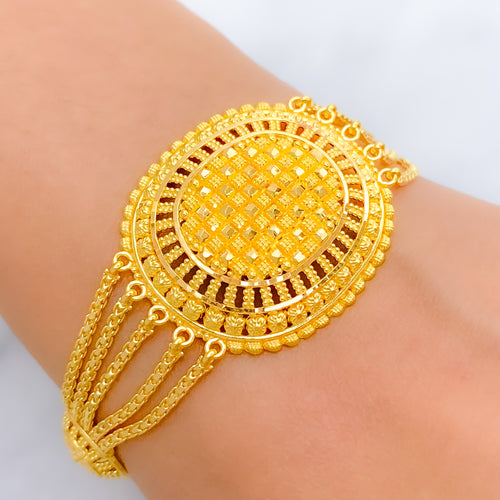 Ornate Oval Statement 22k Gold Bracelet