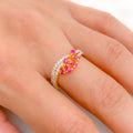 Stylish Red Accented CZ Ring