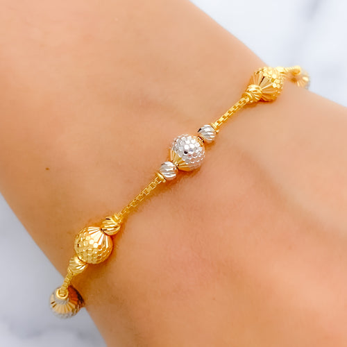 Two-Tone Disco Ball 22k Gold Bracelet