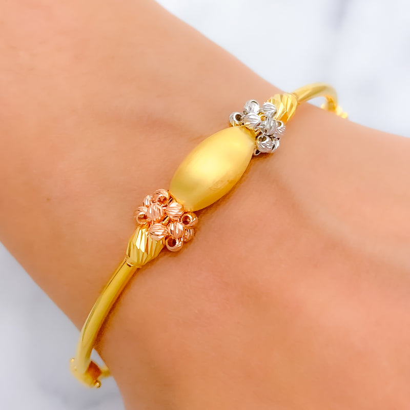 Fancy Three-Tone 22k Gold Bangle Bracelet