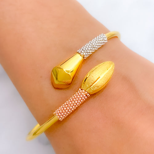 Modern Accented 22k Gold Bangle Bracelet