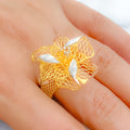 Contemporary Flower 22k Gold Ring