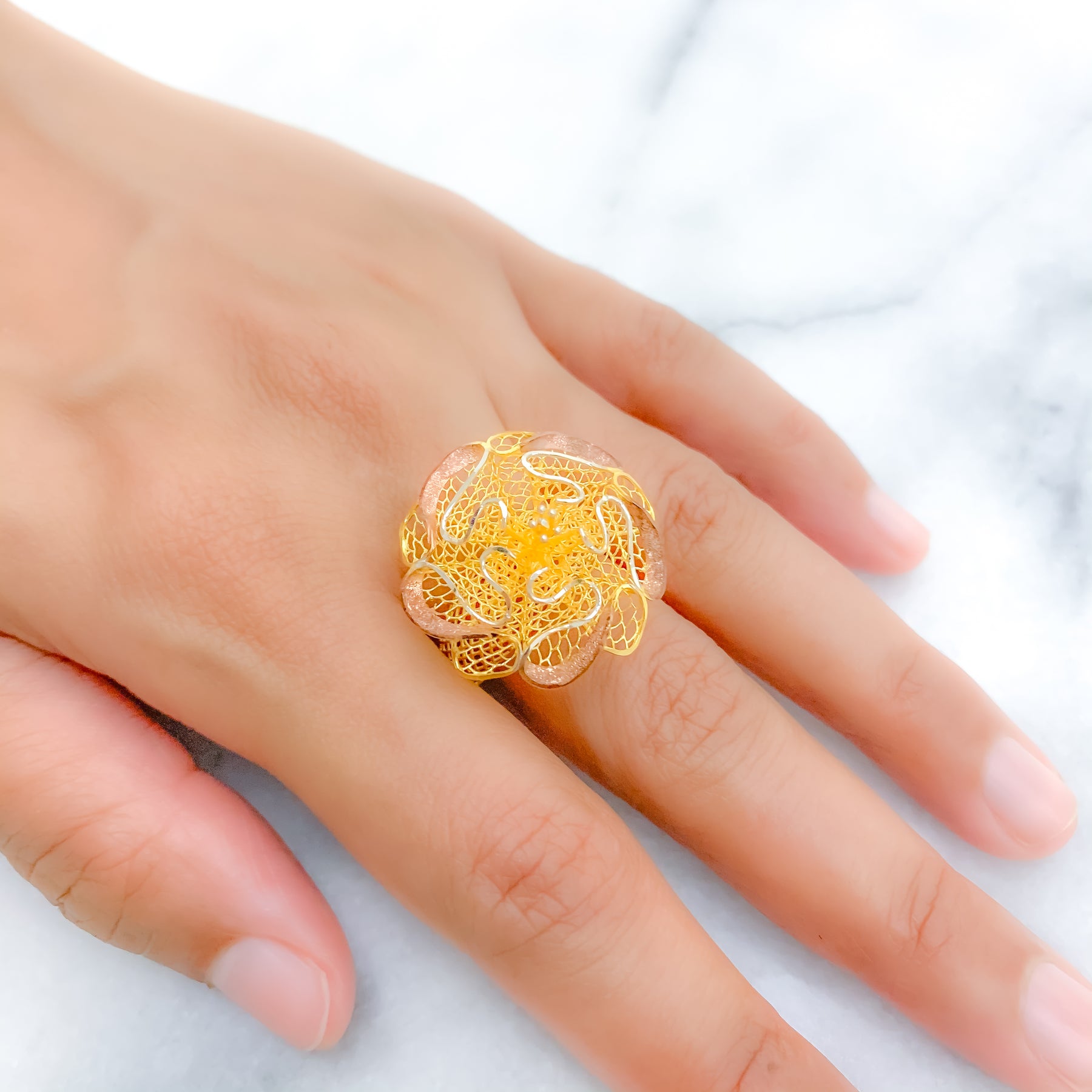 Hadar Designers Pink Coral Rose Sterling Silver Zircon Floral Ring siz –  Hadar Designers I Unique Handmade Jewelries