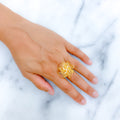 Glistening Curved Flower 22k Gold Ring
