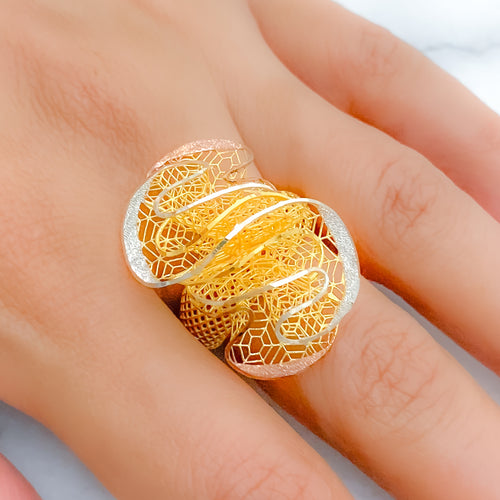 Geometric Spiral 22k Gold Ring