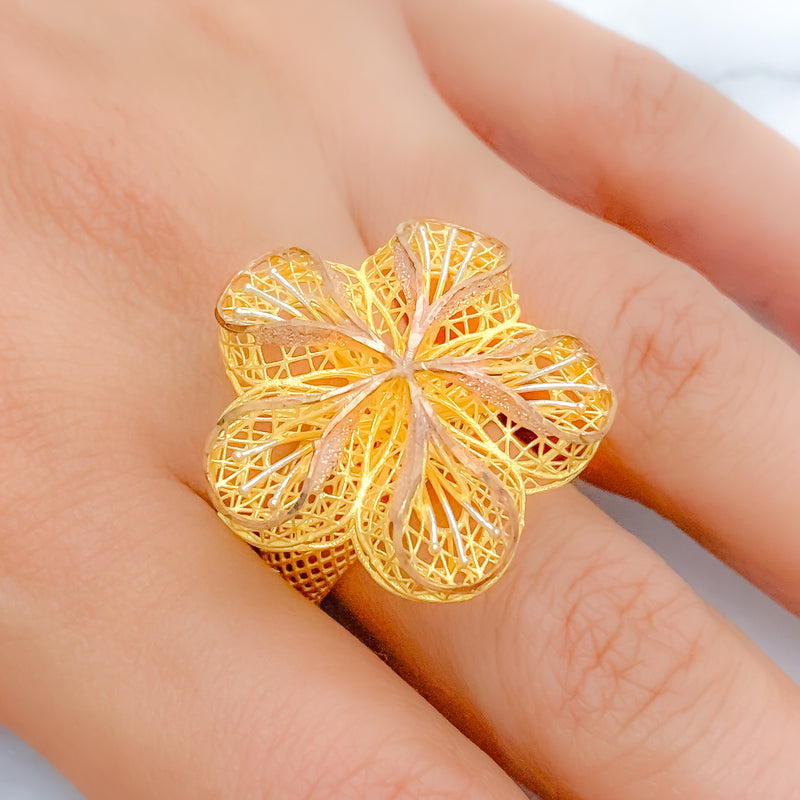 Posh Floral Rose Gold Ring
