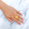 Netted Floral Wave 22k Gold Ring