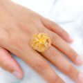 Netted Floral Wave 22k Gold Ring