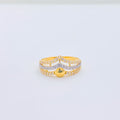 Glossy Three Line CZ 22k Gold Ring