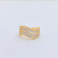 Attractive Wavy CZ 22k Gold Ring