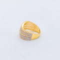 Attractive Wavy CZ 22k Gold Ring