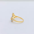 Magnificent Two Flower 22k Gold CZ Ring