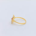 Modern Floral CZ 22k Gold Ring