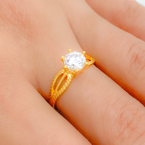 Textured CZ Ring