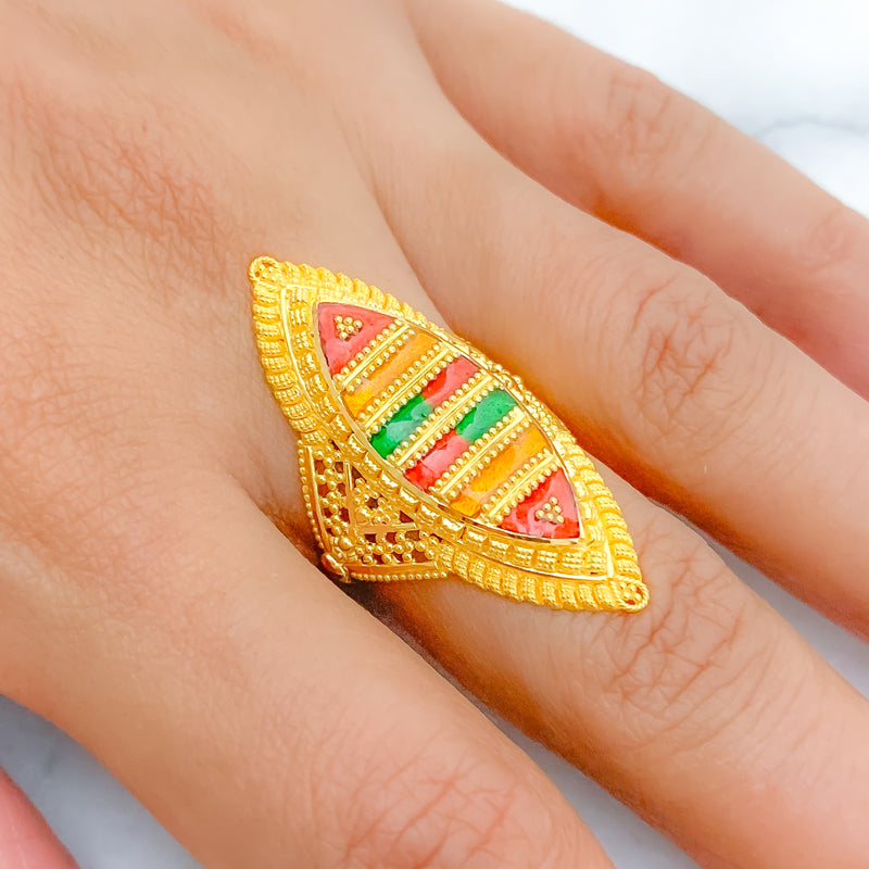 Festive Elongated 22k Gold Ring