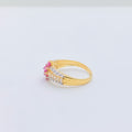 Charming Red Accented CZ 22k Gold Ring