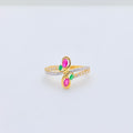 Modest Multi Color CZ 22k Gold Ring