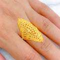 Golden Leaf Adorned 22k Gold Ring