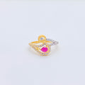 Adorable Red Accented 22k Gold CZ Ring