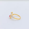 Adorable Red Accented 22k Gold CZ Ring