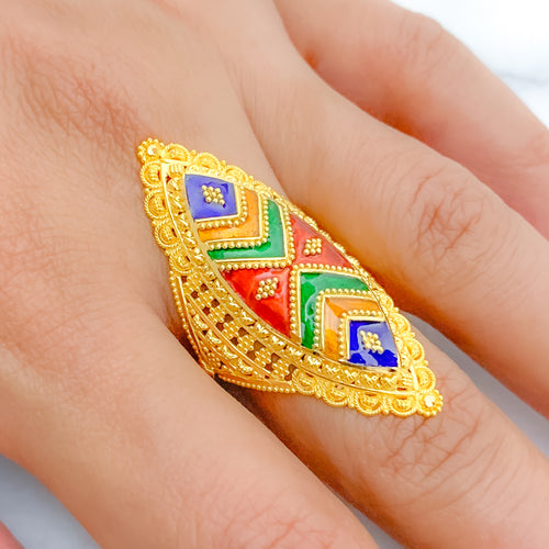 Colorful Meenakari Statement 22k Gold Ring