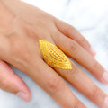 Elongated Floral Dome 22k Gold Ring