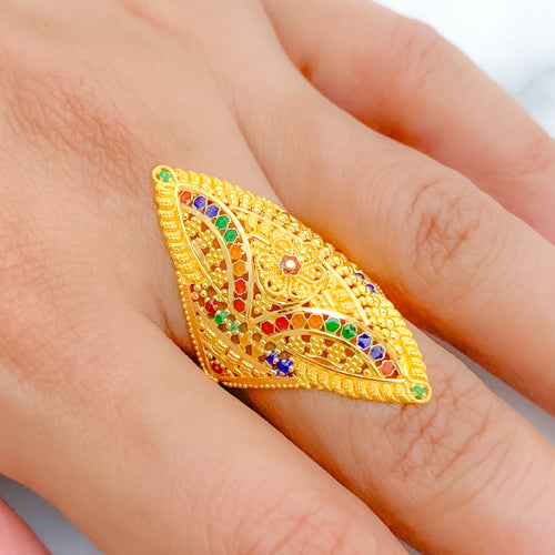 Elevated Meenakari Gold Ring