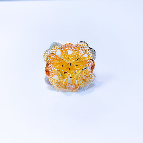 Three-tone Flower Ring