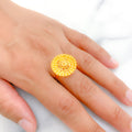 Bright Round Flower 22k Gold Ring