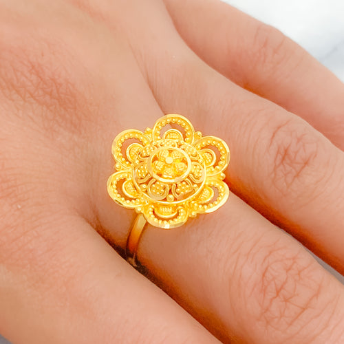 Open Floral Dome 22k Gold Ring