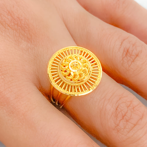 Spiral Flower 22k Gold Ring