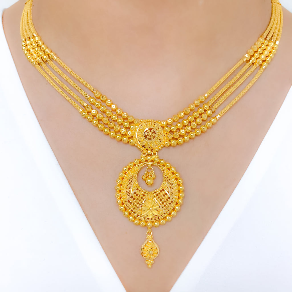 Elegant Beaded Four Chain Set – Andaaz Jewelers