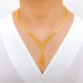 Chic Golden Leaf Necklace Set