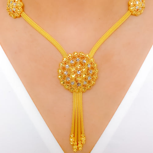 Shimmering Dome Hanging 22k Gold Necklace Set