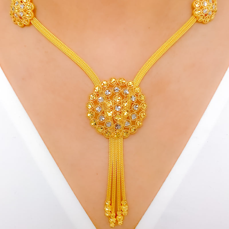 Shimmering Dome Hanging 22k Gold Necklace Set