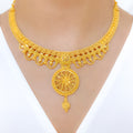 Radiant Floral Netted 22k Gold Set