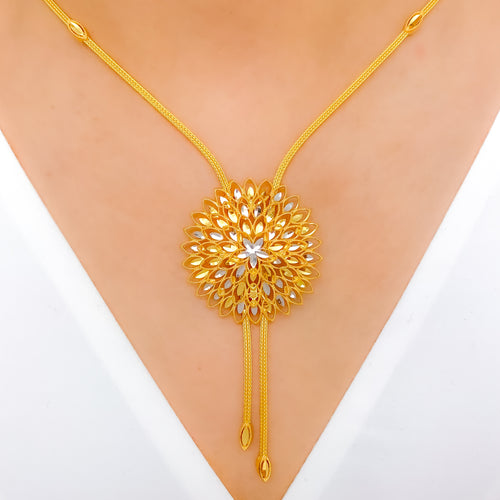 Blooming Flower 22k Gold Necklace Set