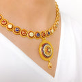 Floral Round Meenakari 22k Gold Set