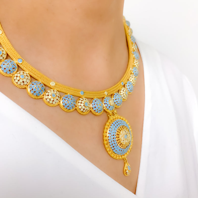 Exclusive Blue Meenakari 22k Gold Set