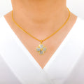 Sparkling Clover 22k Gold Pendant Set