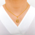 Modern Swirling 22k Gold Pendant Set