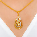 Modern Swirling 22k Gold Pendant Set