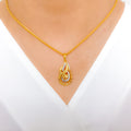 Modern Swirling 22k Gold Pendant Set