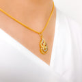 Modern Swirling 22k Gold Pendant Set