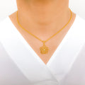 Glistening Flower 22k Gold Pendant Set