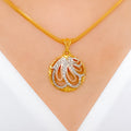 Abstract Floral 22k Gold Pendant Set