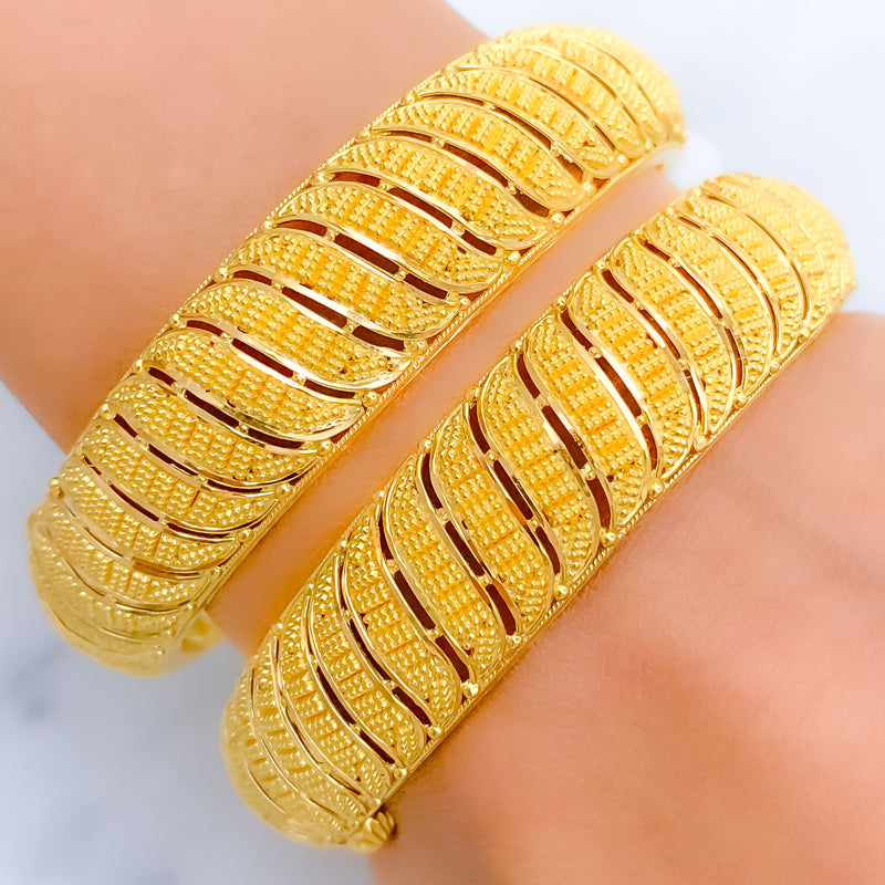 Fancy Sophisticated Medium 22k Gold Bangles